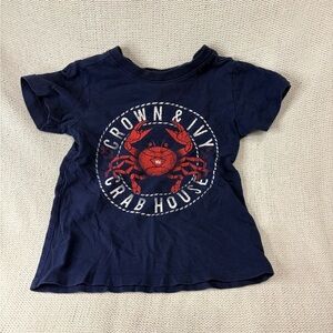 Crown & Ivy Kids Red “Crab House” Graphic Tee, Navy Nautical T-Shirt